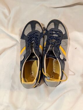 PLAE Butler Navy and Yellow Mesh Athletic Sneakers